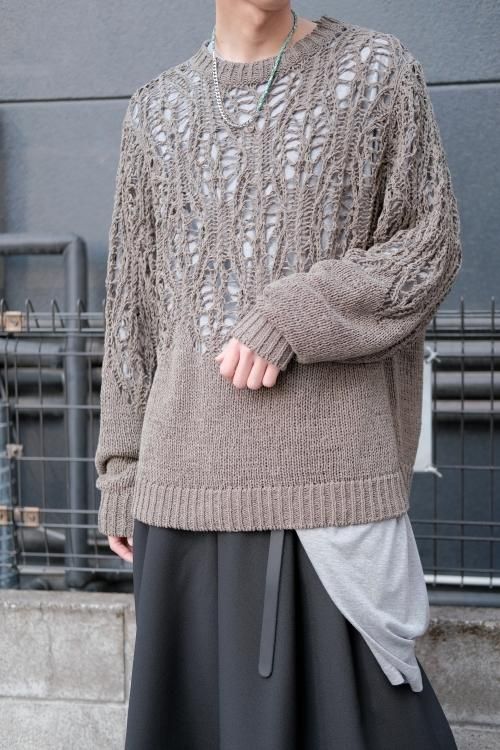 LAD MUSICIAN [ラッドミュージシャン] TAPE YARN LACE KNIT CREW NECK