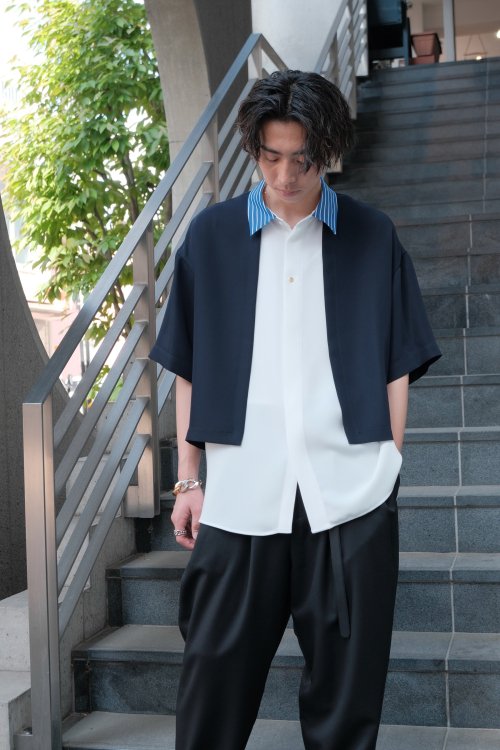 CULLNI [クルニ] Color Blocking Layered Front Short Sleeve Shirt ...
