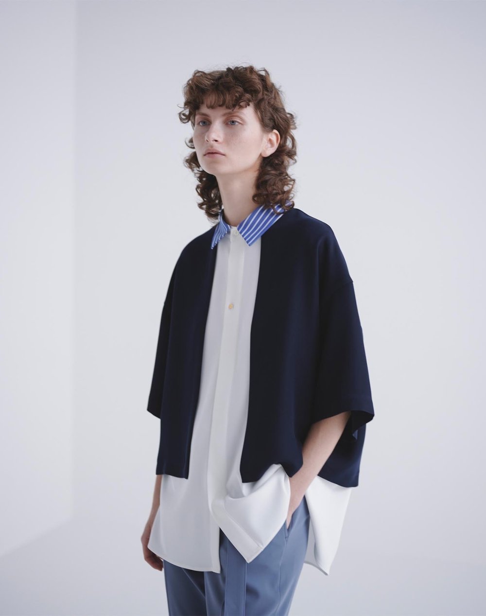 CULLNI [クルニ] Color Blocking Layered Front Short Sleeve Shirt