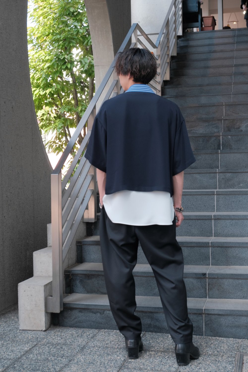 CULLNI [クルニ] Color Blocking Layered Front Short Sleeve Shirt 