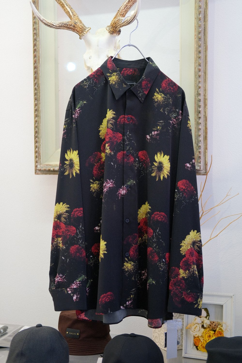 LAD MUSICIAN [ラッドミュージシャン] DECHINE FLOWER BIG SHIRT ＜デシンフラワービッグシャツ/花柄＞  2323-103 2023AW 2色展開