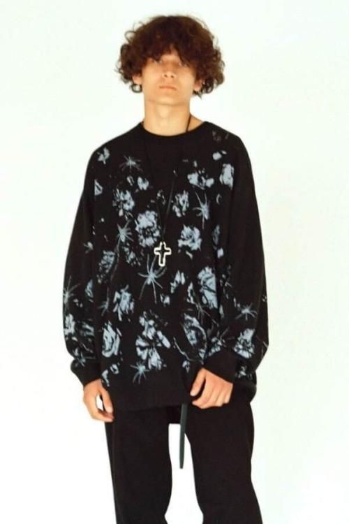 LAD MUSICIAN [ラッドミュージシャン] HIGH GAUGE FLOWER KNIT PULLOVER  ＜ハイゲージフラワーニットプルオーバー＞ 2223-001 2023AW ブラック×ホワイト