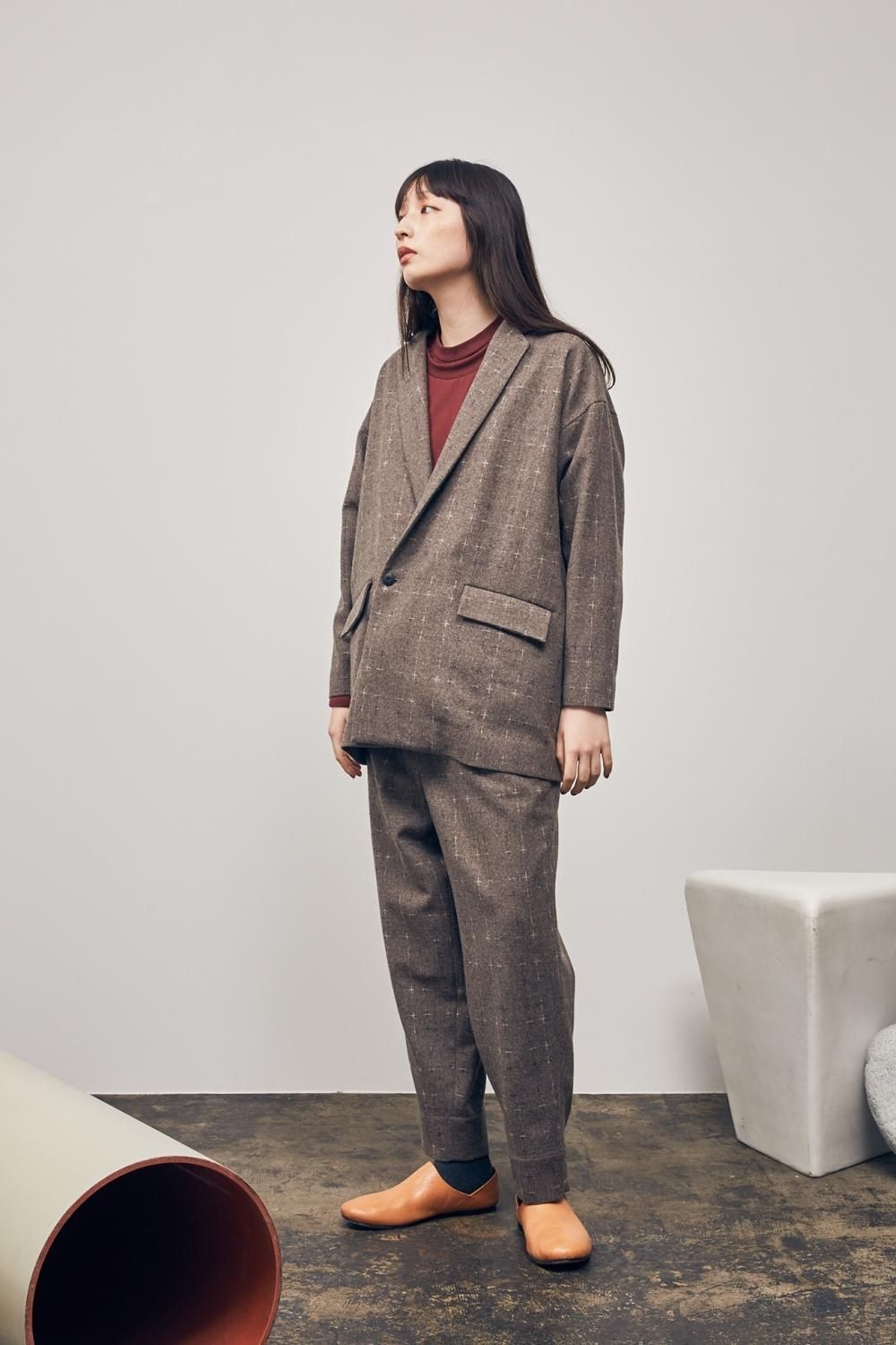 ドゥルカマラ　メンズ　ファジーチェックパンツ Dulcamara [ドゥルカマラ] FUZZY CHECK EASY SLACKS PANTS