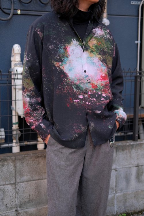 LAD MUSICIAN [ラッドミュージシャン] SPUN LAWN WONDER LAND BIG SHIRT ＜スパンローンワンダーランドビッグ シャツ＞ 2124-153 2024SS BLACK RED