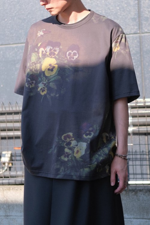 LAD MUSICIAN [ラッドミュージシャン] T-CLOTH SUPER BIG FLOWER T-SHIRT ＜スーパービッグフラワーTシャツ /花柄/パンジー＞ 2124-712 2024SS ダークブラック