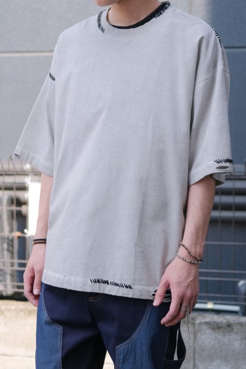 MAISON SPECIAL [メゾンスペシャル] Over Dye Embroidery Damage Tee
