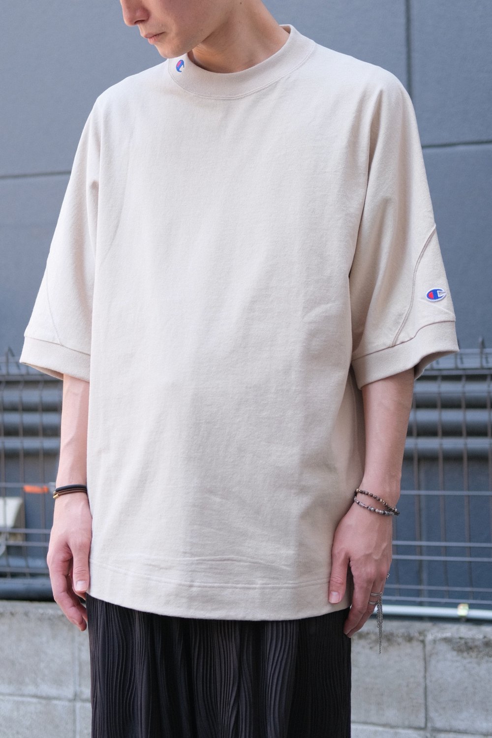 N.HOOLYWOOD × Champion [エヌハリウッド×チャンピオン] CREWNECK T-SHIRT＜クルーネックTシャツ＞  C8-Z345 91606 BEIGE