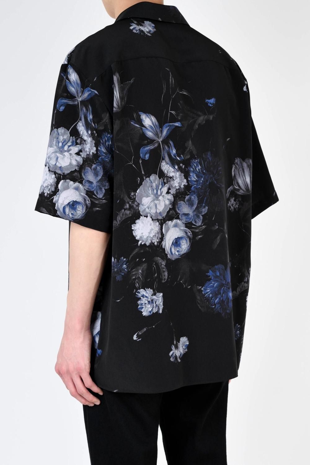 LAD MUSICIAN ローズプリント キモノ ノーカラージャケット LAD MUSICIAN - Rose Mix Short Sleeve Open Collar Shirt | fakejam