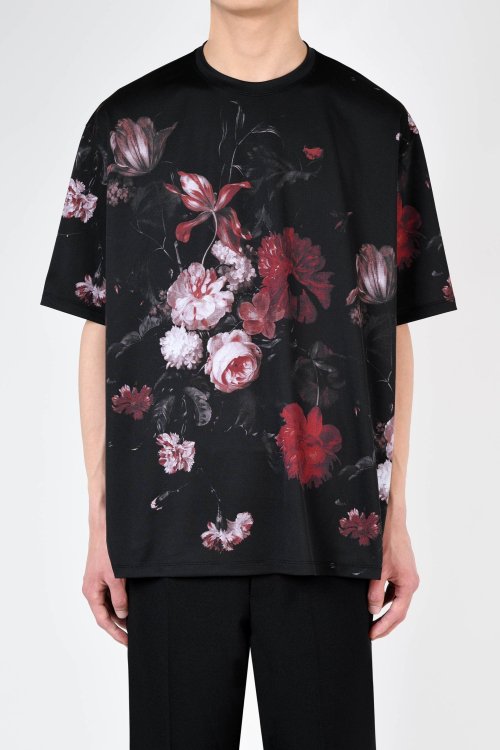 LAD MUSICIAN [ラッドミュージシャン] OIL PAINTING FLOWER BIG T-SHIRT＜オイルペインティングフラワービッグ Tシャツ＞ 2324-710 24SUMMER RED