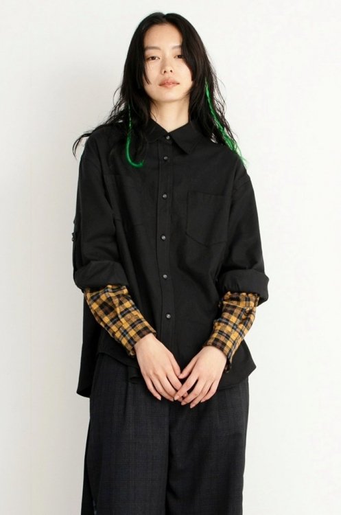 STOF [ストフ] Layer Sleeve Shirt＜レイヤードスリーブシャツ＞ SF24AW-08 2024秋冬 BLACK