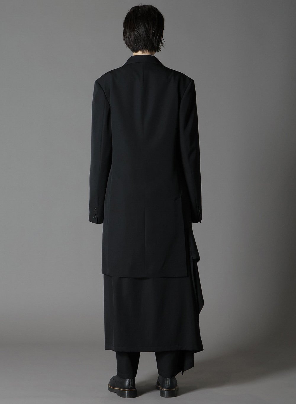 Ground Y/グラウンドワイ WOOL GABARDINE ASYMMETRICAL JACKET/ウールギャバジンアシンメトリージャケット  GO-J01-100-1-03 2024AW BLACK