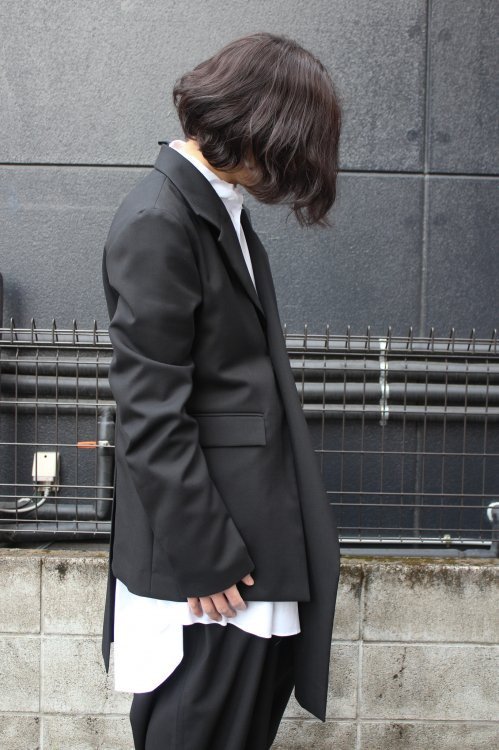 Ground Y [グラウンドワイ] GABARDINE ASYMMETRIC JACKET＜ギャバジンアシンメトリージャケット＞  GO-J01-100 2024AW BLACK