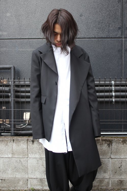 Ground Y [グラウンドワイ] GABARDINE ASYMMETRIC JACKET＜ギャバジンアシンメトリージャケット＞ GO-J01-100  2024AW BLACK