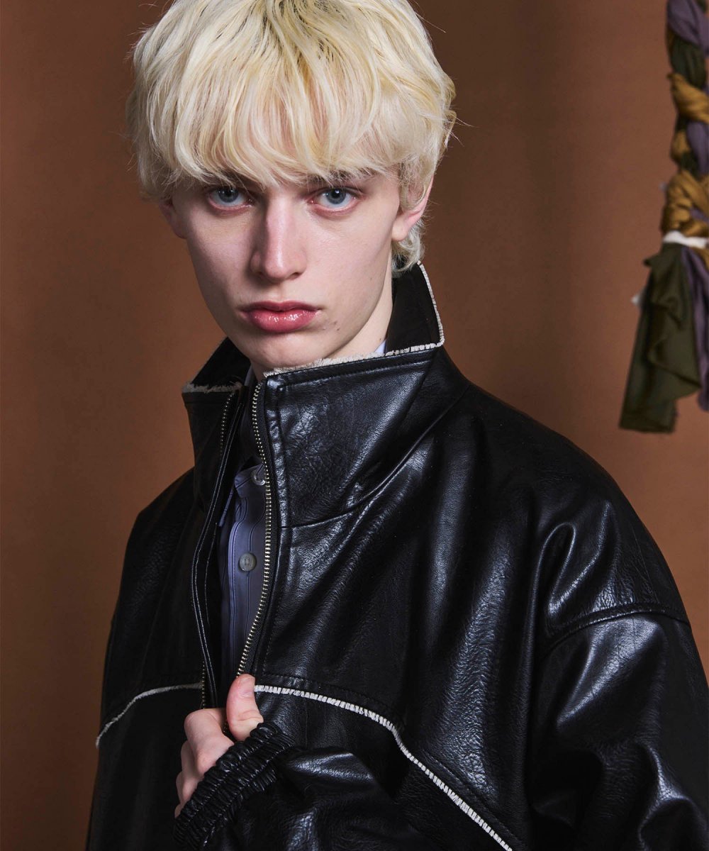 MAISON SPECIAL [メゾンスペシャル] Artificial Leather Prime-Over Zip-Up Blouson  11242211213 2024AW BLACK