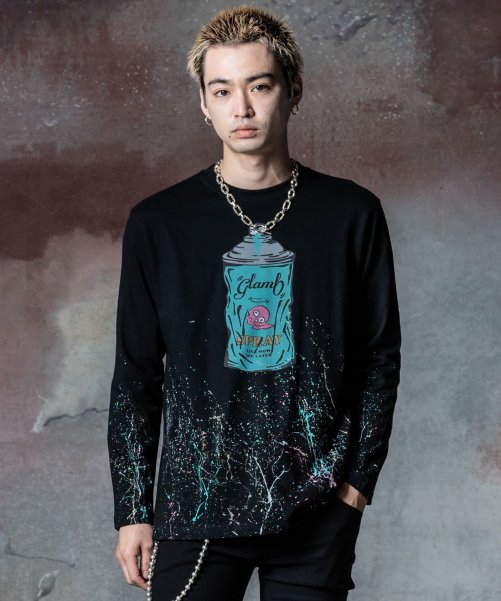 glamb [グラム] Spray Long Sleeves T-Shirt＜スプレーロングスリーブTシャツ＞ GB0324/CS08 2024AW  BLACK