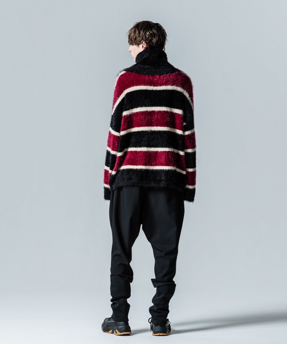 glamb [グラム] Turtle Neck Border Knit＜タートルネックボーダーニット＞ GB0324/KNT07 2024AW  BLACK