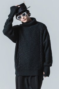 <img class='new_mark_img1' src='https://img.shop-pro.jp/img/new/icons2.gif' style='border:none;display:inline;margin:0px;padding:0px;width:auto;' />glamb [] Fisherman Turtle Neck Knitեå㡼ޥ󥿡ȥͥå˥åȡ GB0324/KNT16 2024AW BLACK