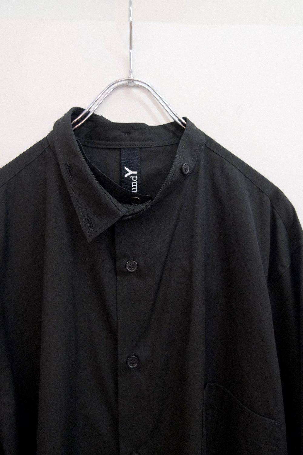 Ground Y/グラウンドワイ COTTON BROAD CLOTH SPARE COLLAR STANDARD BIG  SHIRT/スペアカラーシャツ GO-B11-001-2-03 2024AW BLACK