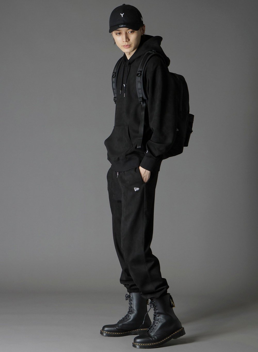 Ground Y × NEWERA [グラウンドワイ×ニューエラ] SUEDE HOODIE GY LOGO PARKA＜スウェードYロゴパーカー＞  GO-T90-951 2024AW BLACK