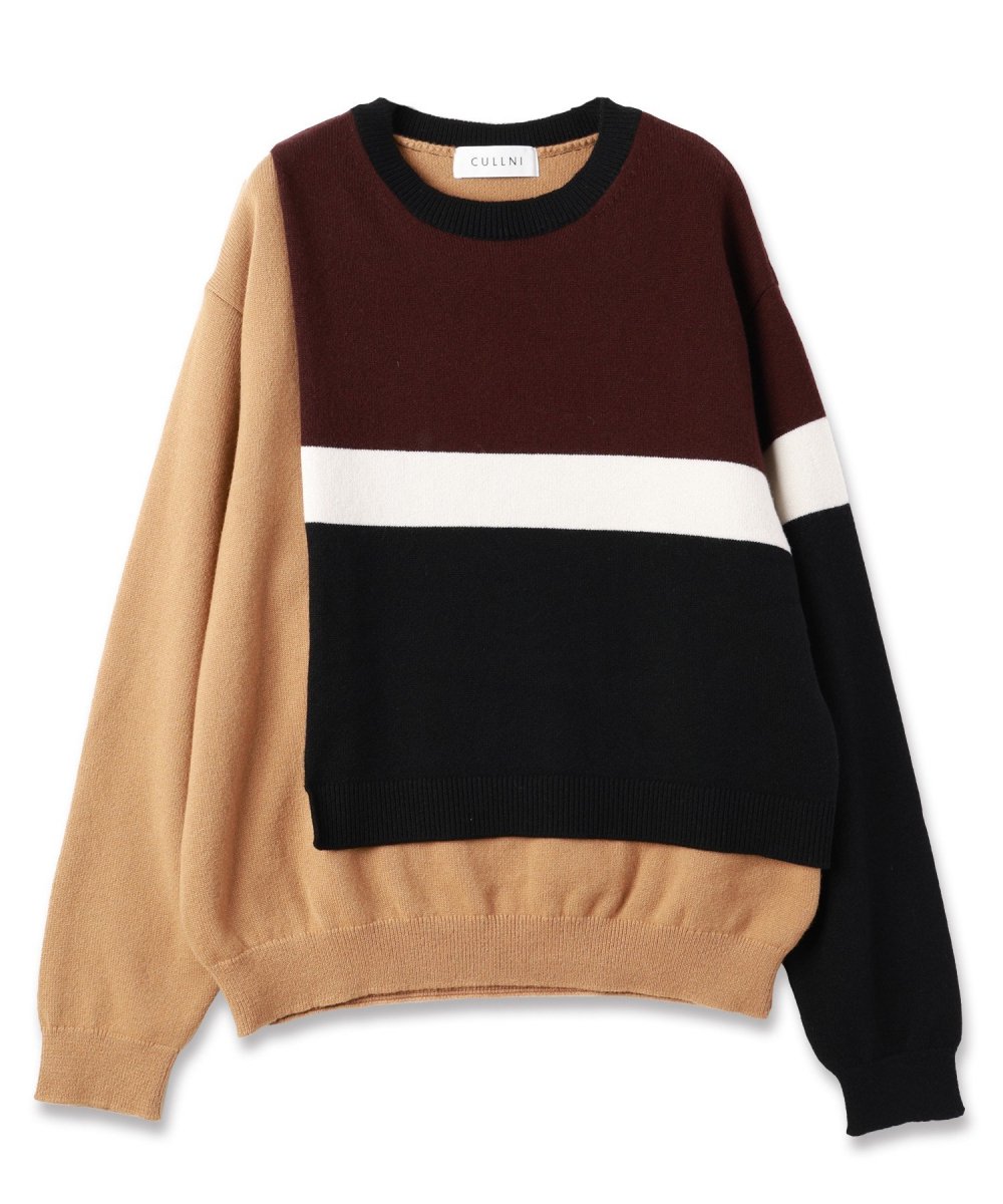 CULLNI [クルニ] Layerd Pullover Knit＜レイヤードプルオーバーニット＞ 24-AW-045 2024秋冬 CAMEL  MULTI