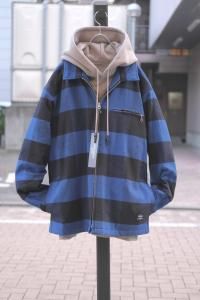 <img class='new_mark_img1' src='https://img.shop-pro.jp/img/new/icons2.gif' style='border:none;display:inline;margin:0px;padding:0px;width:auto;' />CHALLENGER 󥸥㡼 LINING ZIP UP SHIRT Хåեå饤˥󥰥ĥ֥륾 CLG-SH 025-009 2025AW/ BLUE-BLACK