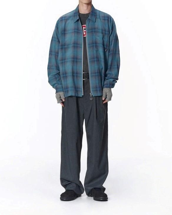 JieDa ジエダ OMBRE CHECK ZIP SHIRT オンブレーチェックジップシャツ