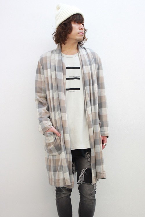 TROVE / KANGAS GOWN＜ロングチェックカーディガン＞ # ネイビー