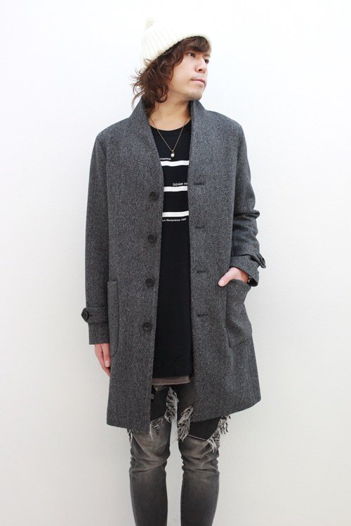 TROVE / LASSE COAT＜ノーカラーコート＞ # ミックスチャコール