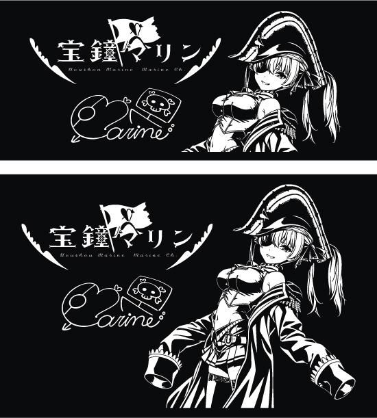 本体、ロゴの貼り付け例 Vtuber 宝鍾マリン カッティングステッカー