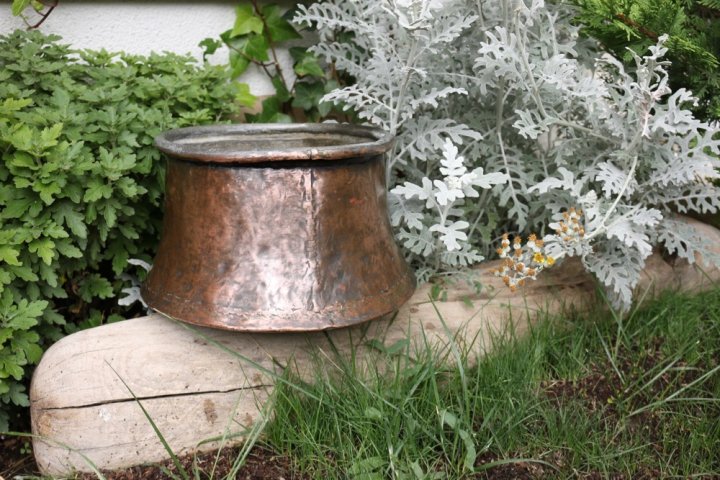 トルコ製 古い銅容器 古いヨーグルトカップ オブジェとして