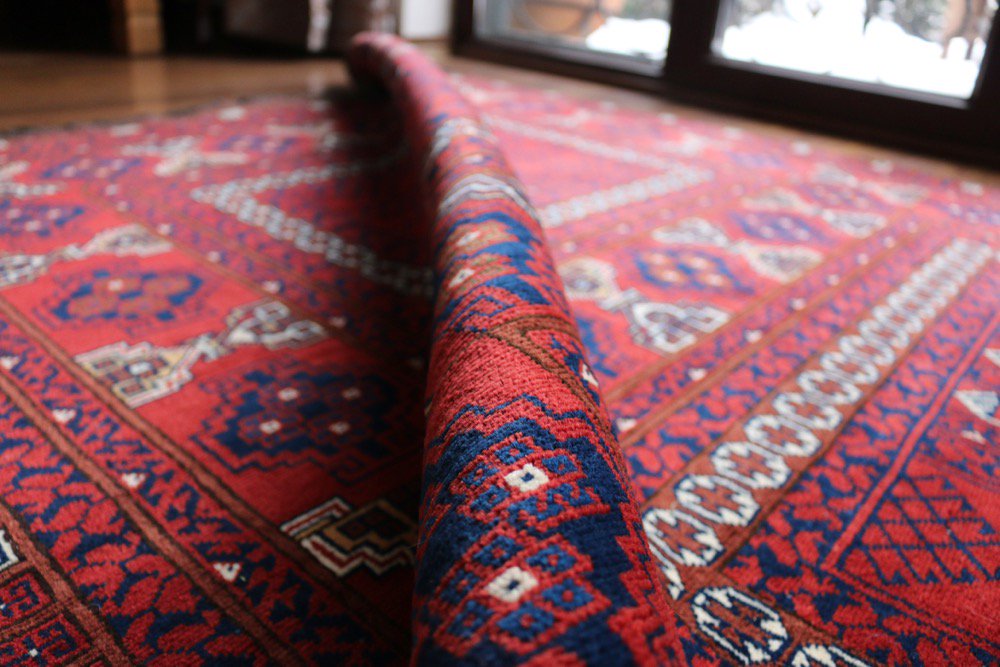 アフガン絨毯 艶とアンティーク調の一押しクンドゥズ 約192x153cm 