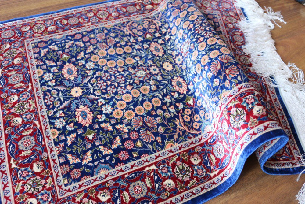 ヘレケ絨毯 シルク100% 七つの山の花 約83x63cm - Anatolian Concept Oldu0026New 手織ラグセレクトショップ