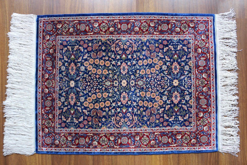 ヘレケ絨毯 シルク100% 七つの山の花 約83x63cm - Anatolian Concept Oldu0026New 手織ラグセレクトショップ