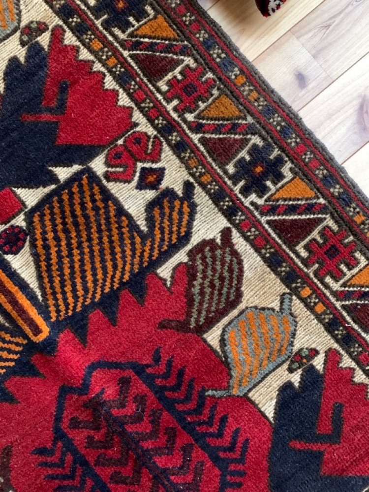 194x152cm高品質アフガン絨毯(106）じゅうたん・ギャッベ・ラグ ...