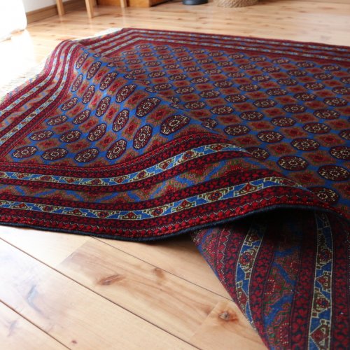 アフガン最高級絨毯ホジャロシュナイ　ネイビー！195x146
