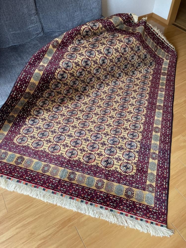 Y2486-1 アフガン絨毯 手織り ウール100% 133×85㎝ ペルシャ絨毯 手織り サルーク 267634 66cmx81cm | piece of rug.