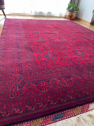 アフガン絨毯　しっとりと柔らかなビリジック 210x151