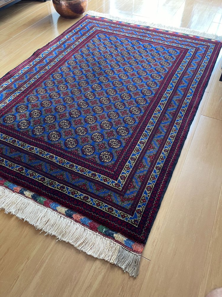 V189 高級手織絨毯  総花文織 手織 コットンウール 197.5×107cmどうぞよろしくお願い致します