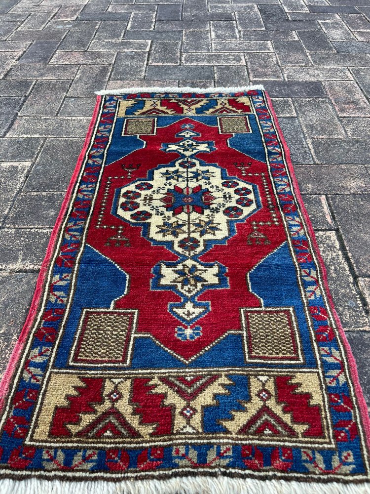 トルコ ラグ カイセリ産 スーパー ヴィンテージ 手織り絨毯 60x87cm ...