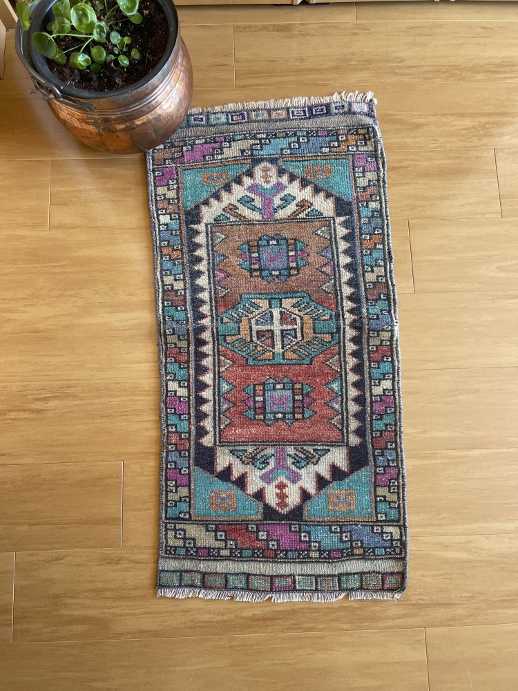 BOHO ヴィンテージ トルコ絨毯 ヤストゥック 93x47cm - Anatolian