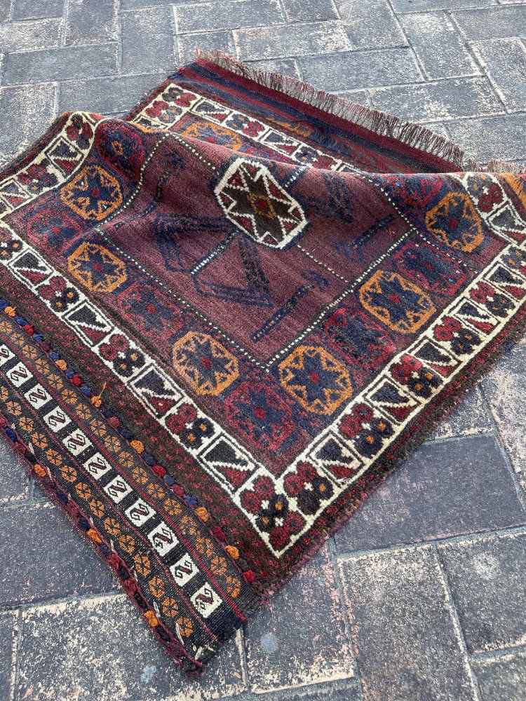 遊牧民のバッグフェイス ティムーリ バルーチ 52x42 Vintage Rug - ラグ