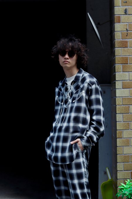 JOHN MASON SMITH（ジョンメイソンスミス）のPAJAMA PANTS CHECK-BLACK