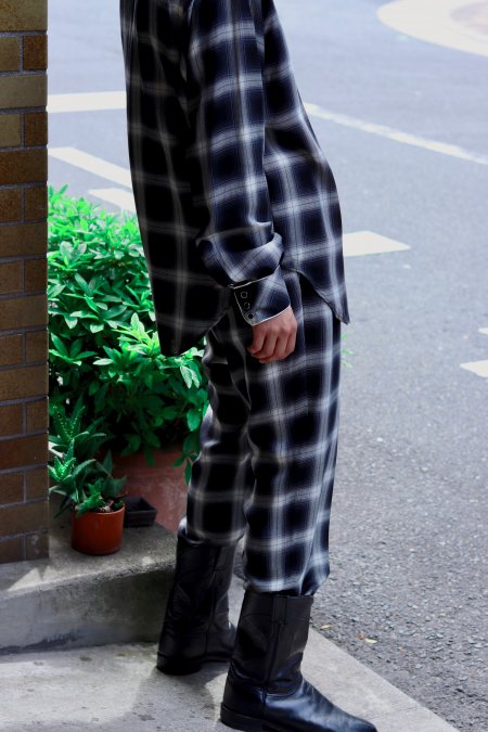 JOHN MASON SMITH（ジョンメイソンスミス）のPAJAMA PANTS CHECK-BLACK