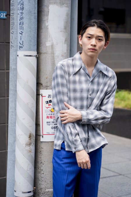 SUGARHILL（シュガーヒル）のOMBRE OPENCOLLARED SHIRT-BLACK