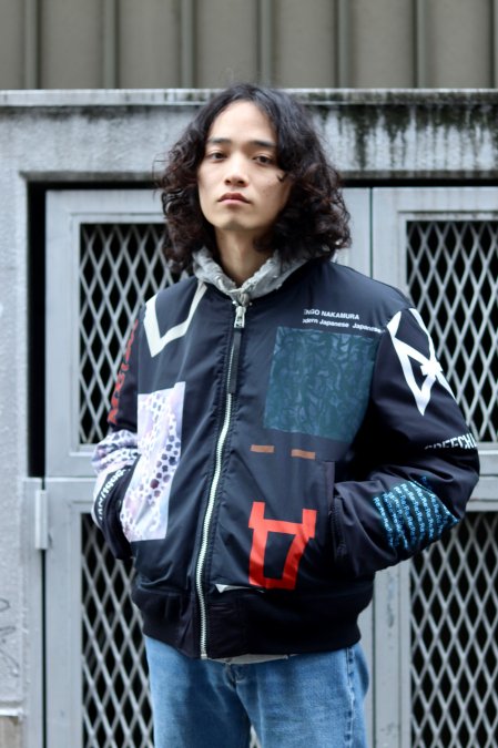 soe（ソーイ）のPrinted Flight Jacket-BLACK（フライトジャケット）の