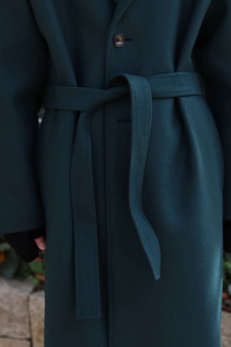 soe（ソーイ）のBelted Wool Coat-GREEN（コート）の通販サイト-大阪