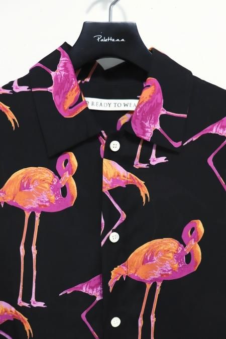soe READY TO WEAR フラミンゴシャツ Soe - Open Collar Flamingo Pattern Shirt (size-1) ¥14000+tax