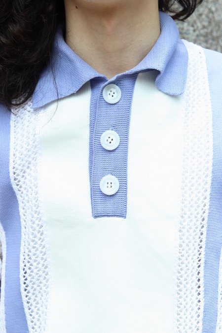 YUKI HASHIMOTO（ユウキ ハシモト）のMESH POLO-BLUE（メッシュ