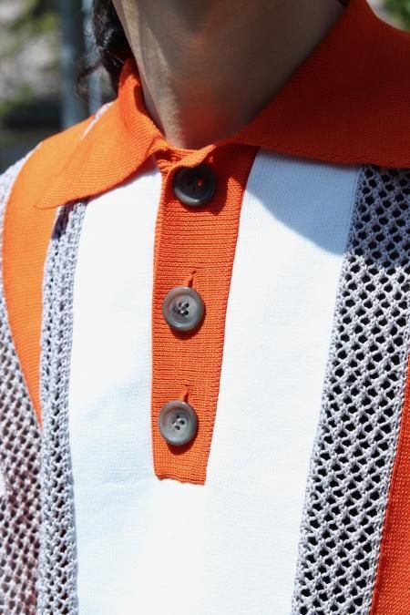 YUKI HASHIMOTO(ユウキ ハシモト)のMESH POLO-ORANGE YUKI HASHIMOTO(ユウキ ハシモト)のMESH POLO-ORANGE