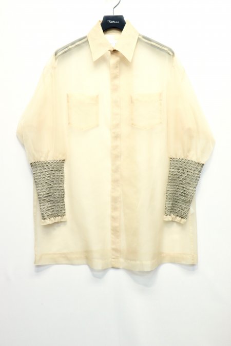 Belper embroidery gathered shirt